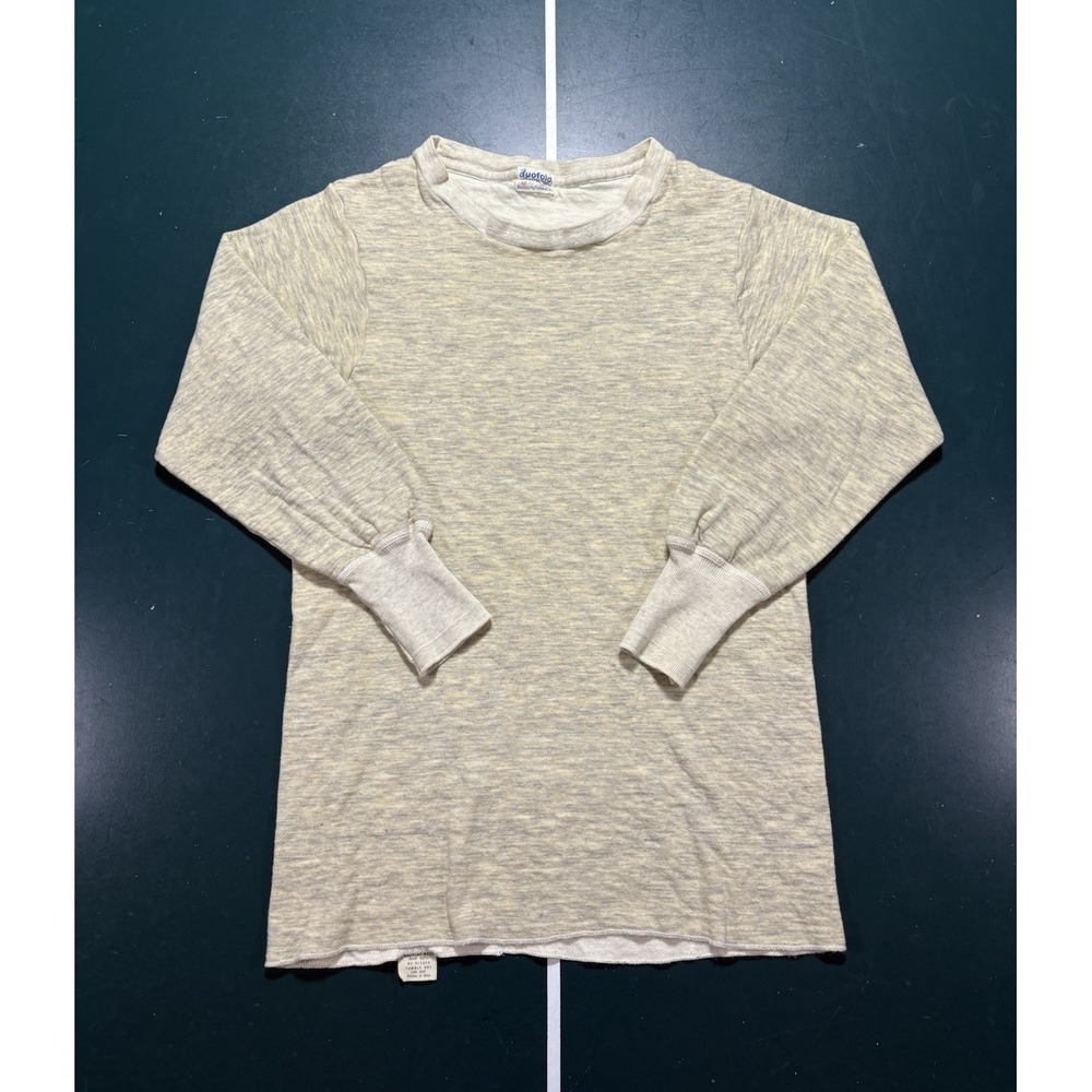 Vtg 50s Duofold Two Layer Double Face Thermal Long Sleeve Shirt Small Oatmeal